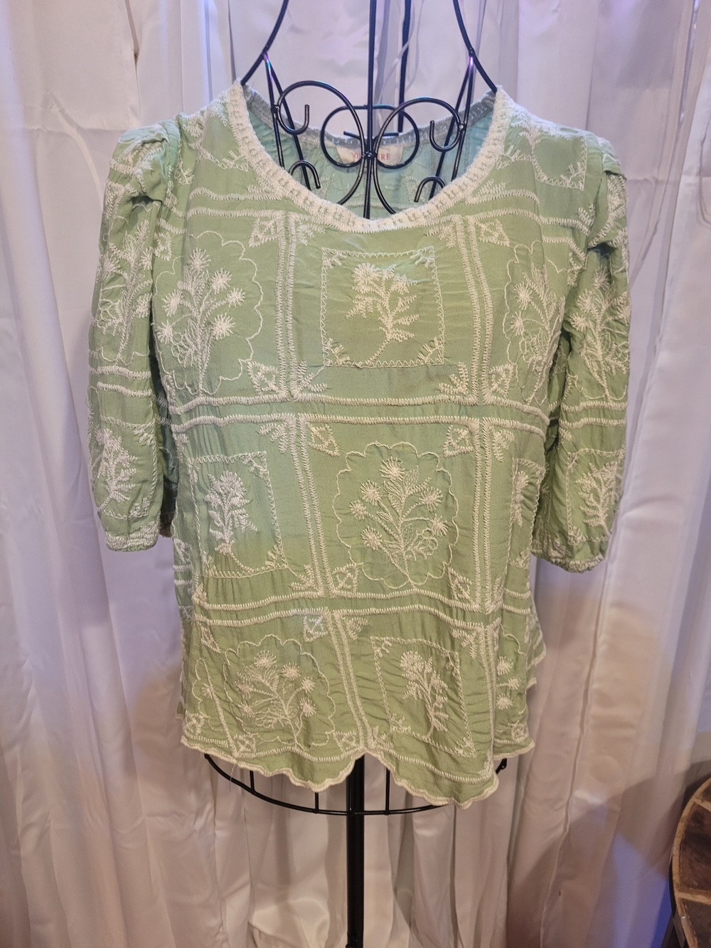 Solitaire Sage Green Embroidered Women's Blouse